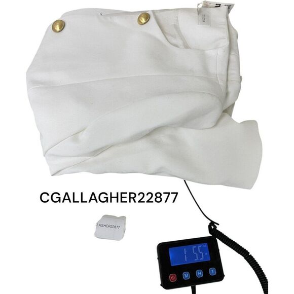 Zara Womens Fitted Blazer XL White Suit Jacket Gold Tone Button 2399/593 NWT - Picture 16 of 16